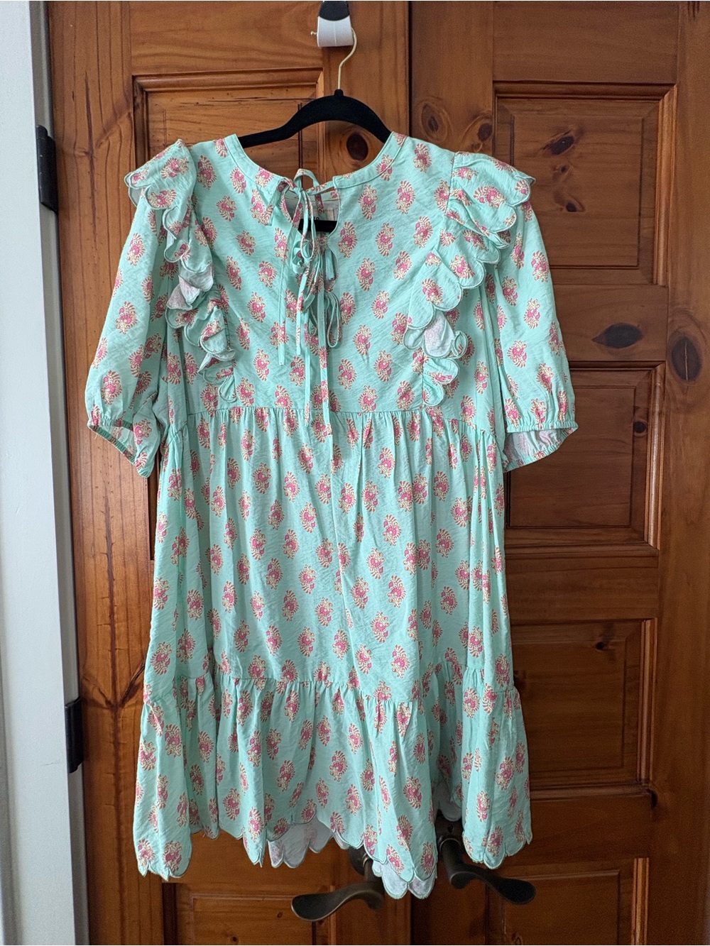 Mint Floral Ruffle Dress